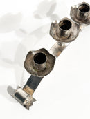 Portacandele Triplo in Metallo Argentato Manifattura Italiana Anni 50