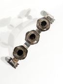 Portacandele Triplo in Metallo Argentato Manifattura Italiana Anni 50