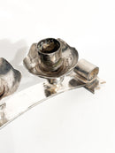 Portacandele Triplo in Metallo Argentato Manifattura Italiana Anni 50