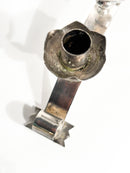 Portacandele Triplo in Metallo Argentato Manifattura Italiana Anni 50