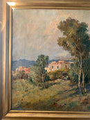 Dipinto Olio su Tela di Paesaggio Campestre di Romolo Leone Anni 20
