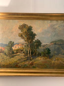 Dipinto Olio su Tela di Paesaggio Campestre di Romolo Leone Anni 20
