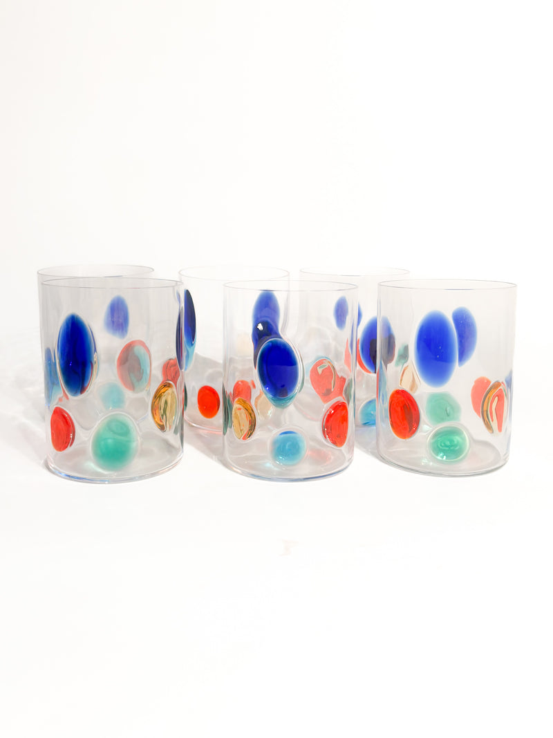 Set da 6 Bicchieri di Simone Cenedese in Vetro di Murano Multicolore Anni 90