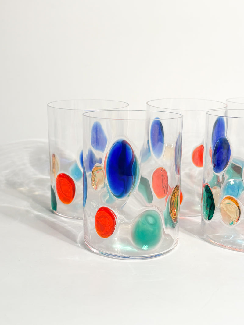 Set da 6 Bicchieri di Simone Cenedese in Vetro di Murano Multicolore Anni 90
