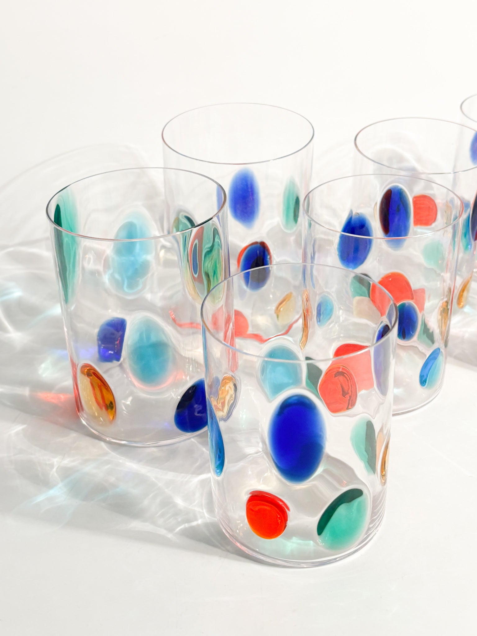 Set of 6 Glasses by Simone Cenedese in Multicolored Murano Glass 90s