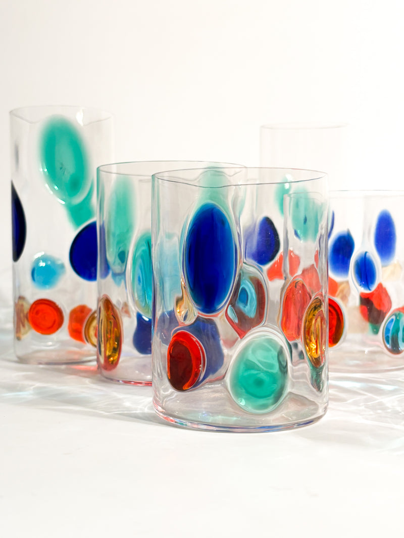 Set da 6 Bicchieri di Simone Cenedese in Vetro di Murano Multicolore Anni 90