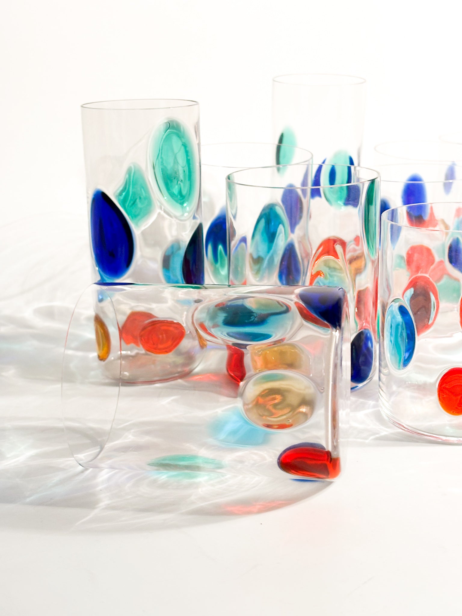 Set of 6 Glasses by Simone Cenedese in Multicolored Murano Glass 90s