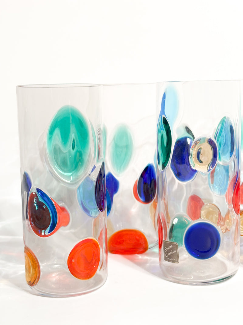 Set da 6 Bicchieri di Bevanda di Simone Cenedese in Vetro di Murano Multicolore Anni 90