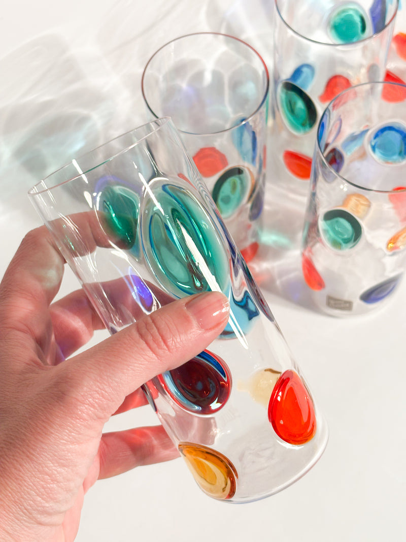 Set da 6 Bicchieri di Bevanda di Simone Cenedese in Vetro di Murano Multicolore Anni 90