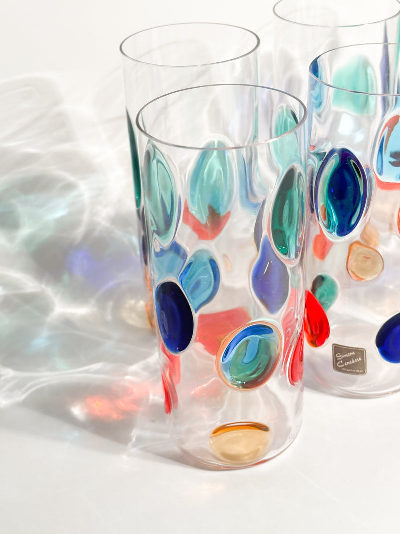Set da 6 Bicchieri di Bevanda di Simone Cenedese in Vetro di Murano Multicolore Anni 90