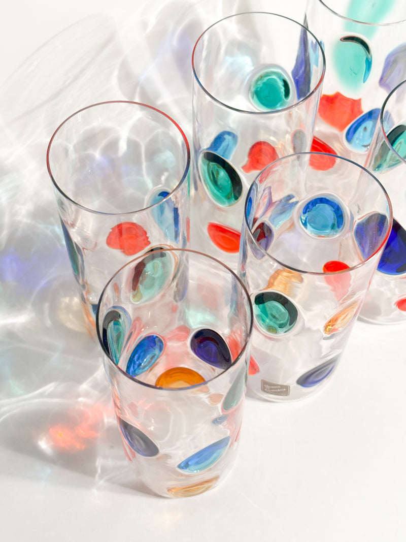 Set da 6 Bicchieri di Bevanda di Simone Cenedese in Vetro di Murano Multicolore Anni 90