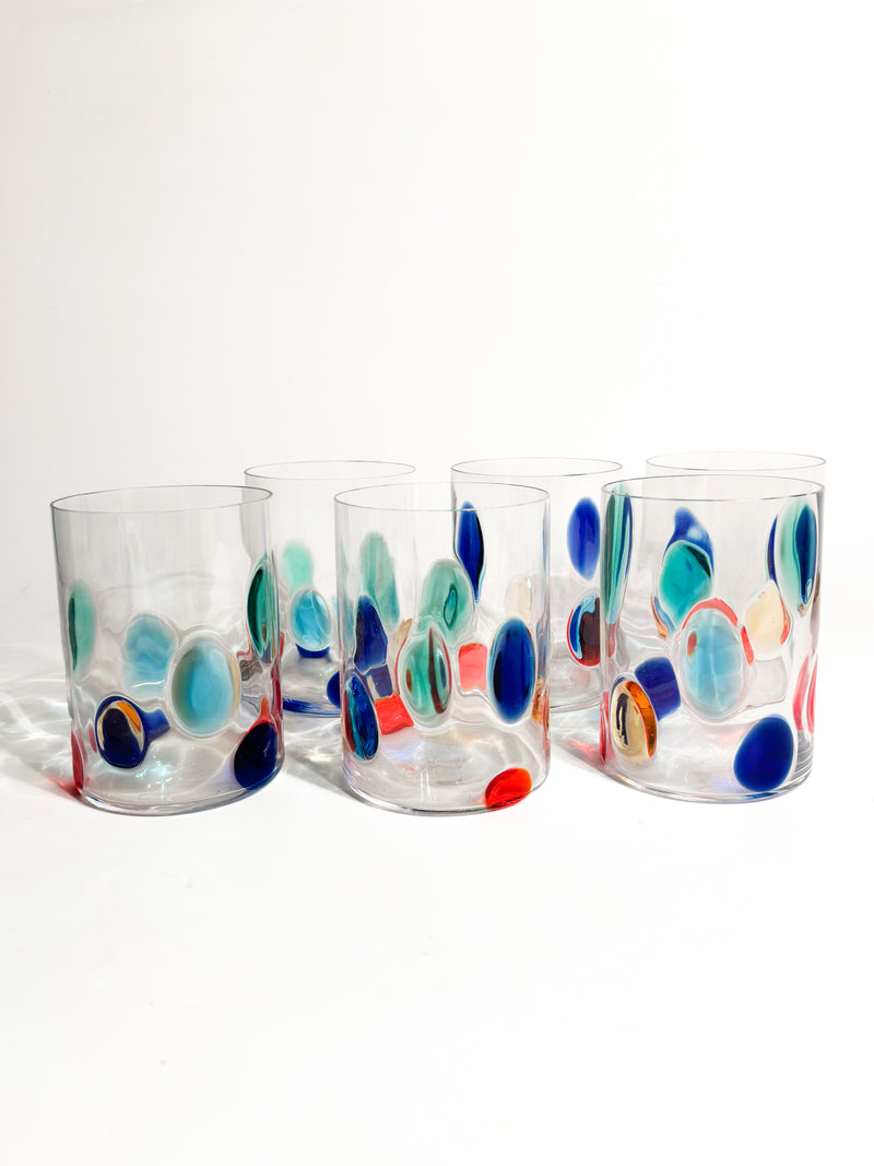 Set da 6 Bicchieri di Simone Cenedese in Vetro di Murano Multicolore Anni 90