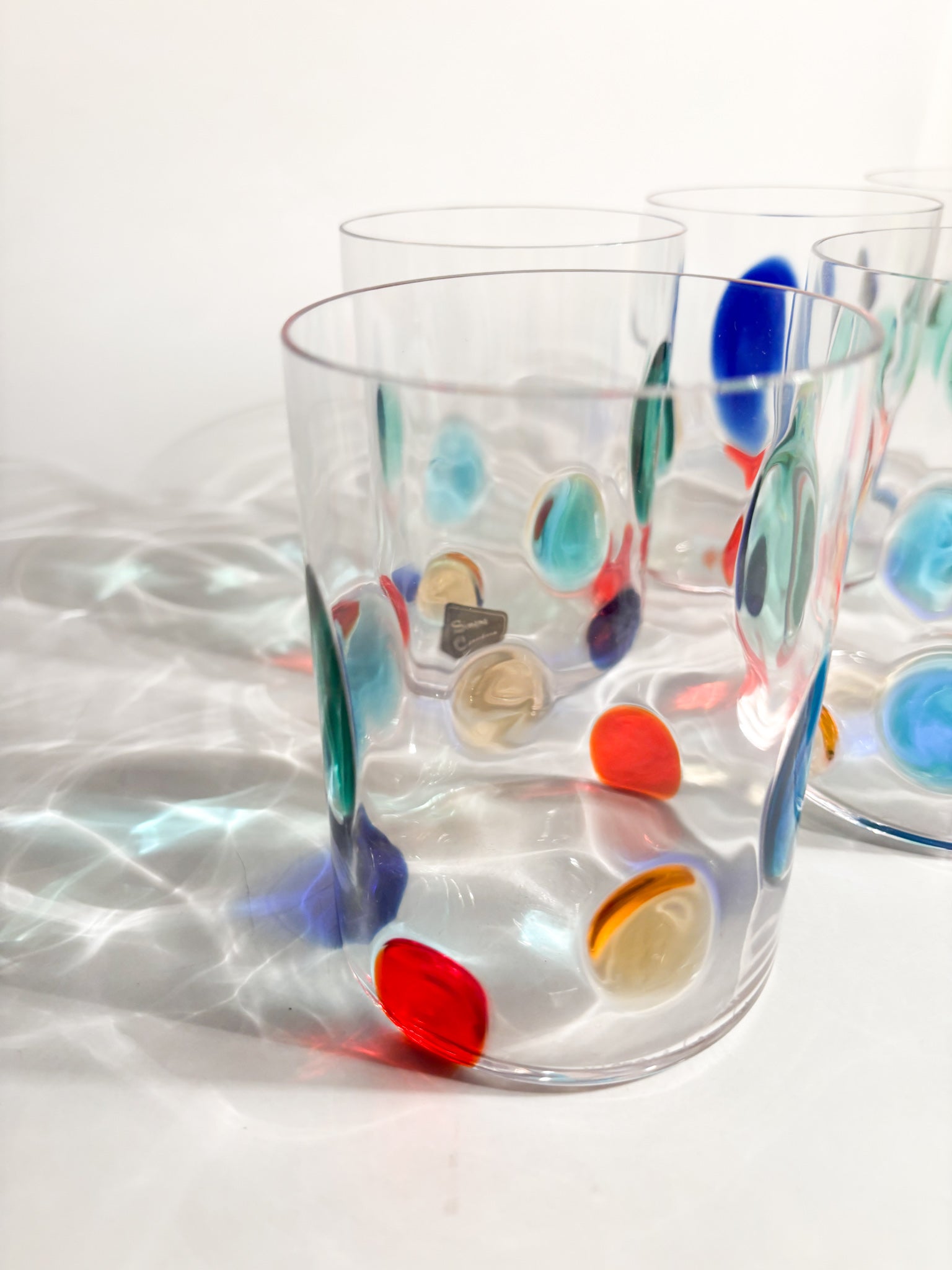 Set of 6 Glasses by Simone Cenedese in Multicolored Murano Glass 90s