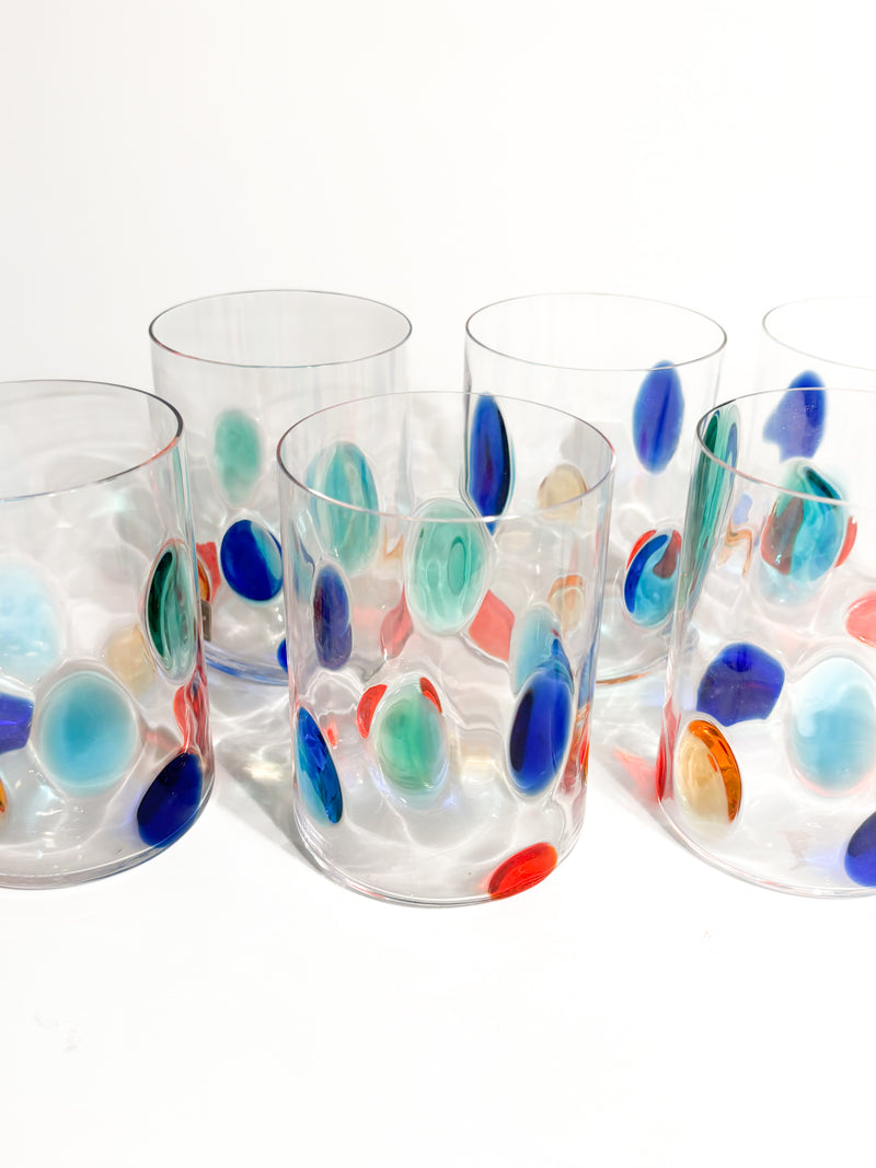 Set da 6 Bicchieri di Simone Cenedese in Vetro di Murano Multicolore Anni 90