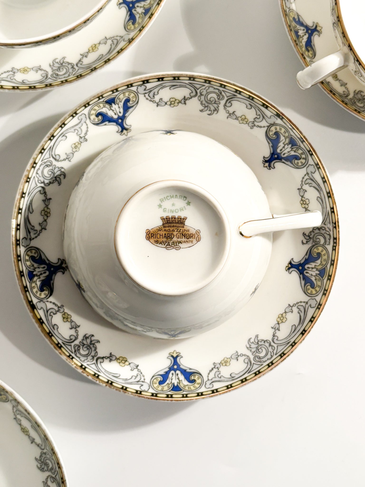 Set of Eight Porcelain Cups by Richard Ginori, 1930s