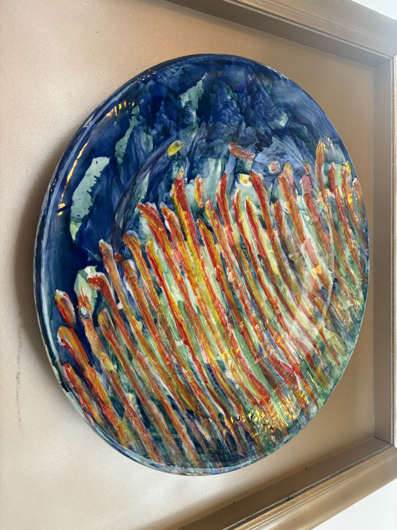 Ceramic Plate "Campo di Pane" by Mario Schifano, 1970s