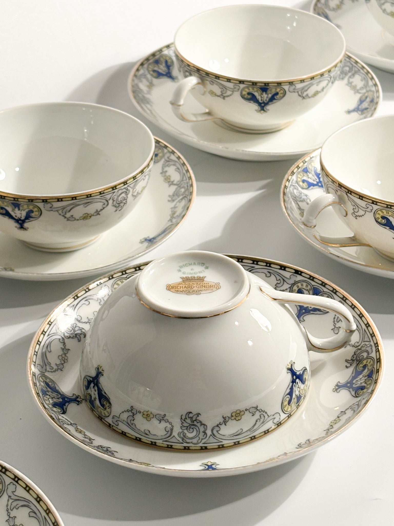 Set of Eight Porcelain Cups by Richard Ginori, 1930s