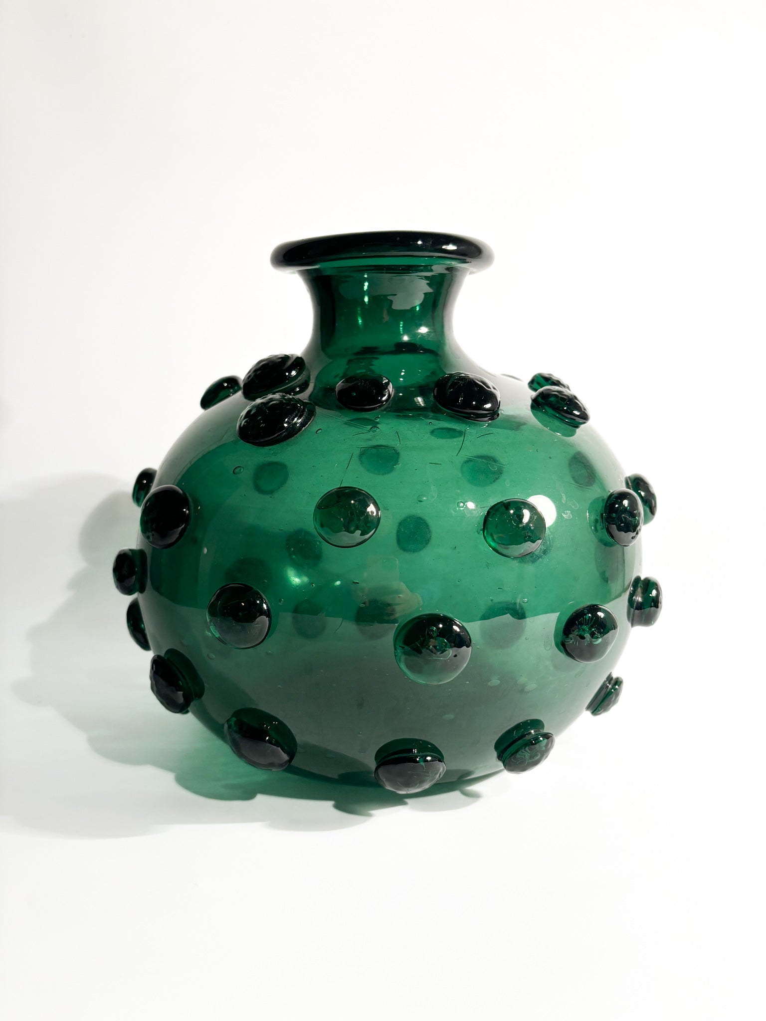 Hand-blown Green Murano Glass Vase from the 1950s