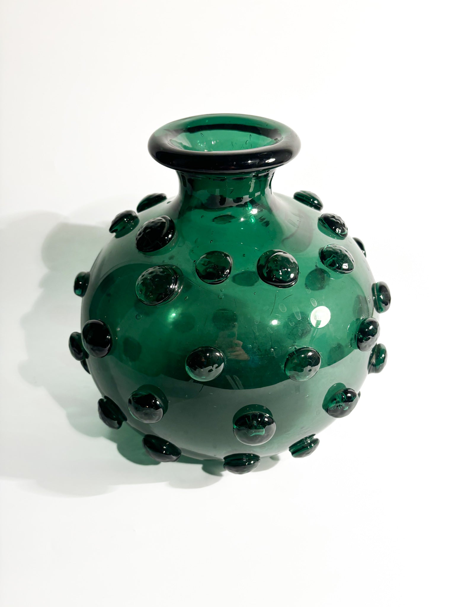 Hand-blown Green Murano Glass Vase from the 1950s