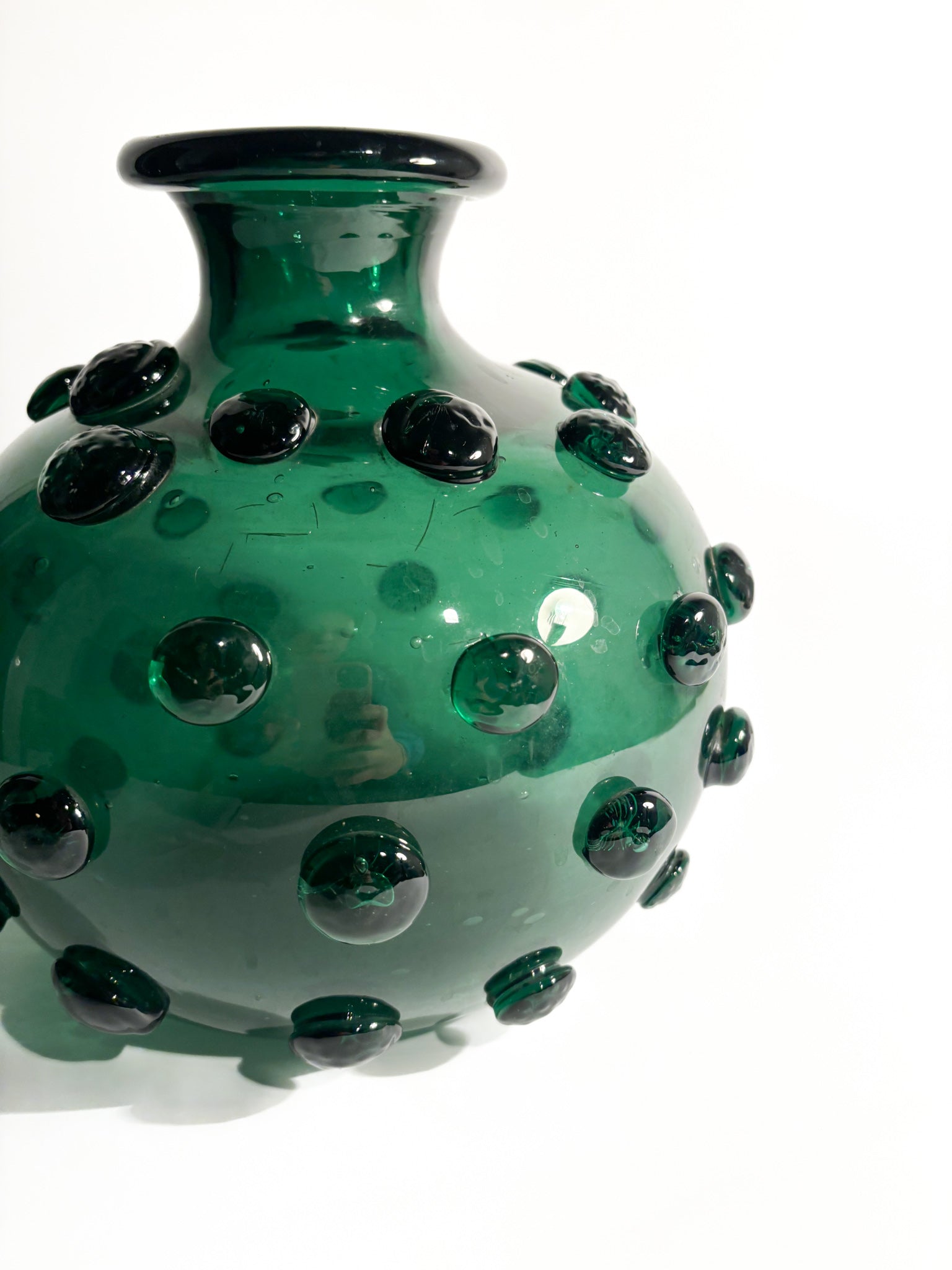 Hand-blown Green Murano Glass Vase from the 1950s
