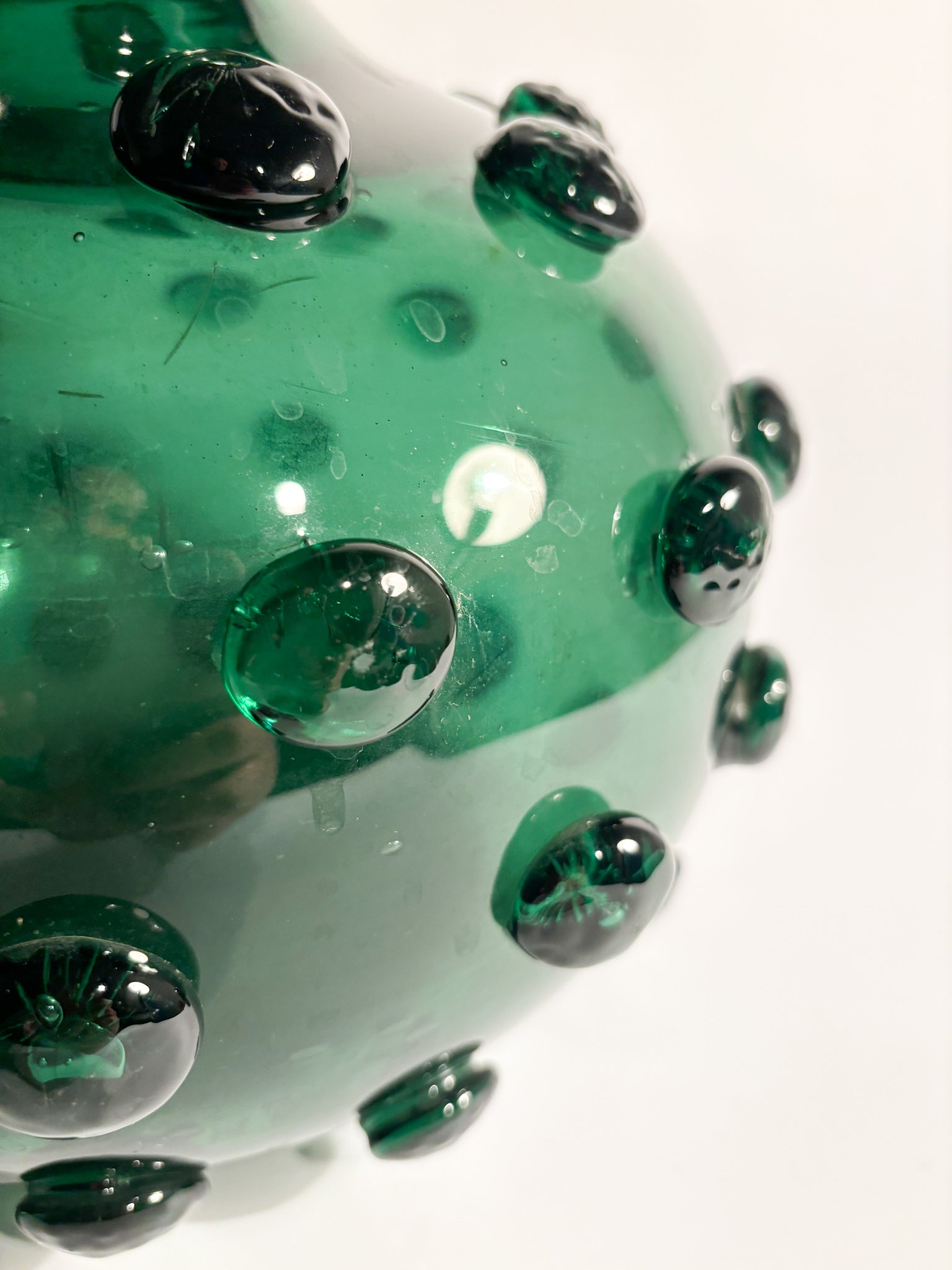 Hand-blown Green Murano Glass Vase from the 1950s