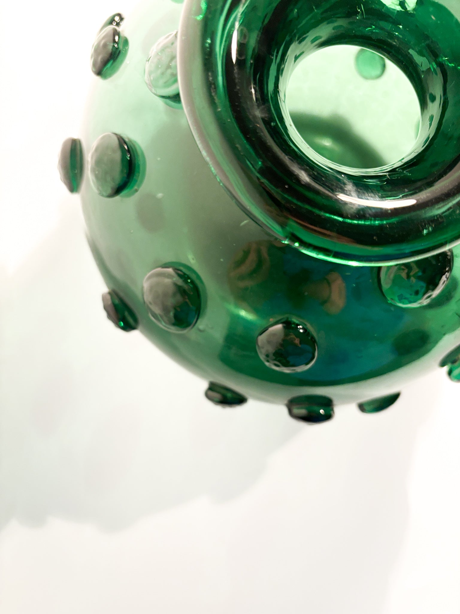 Hand-blown Green Murano Glass Vase from the 1950s