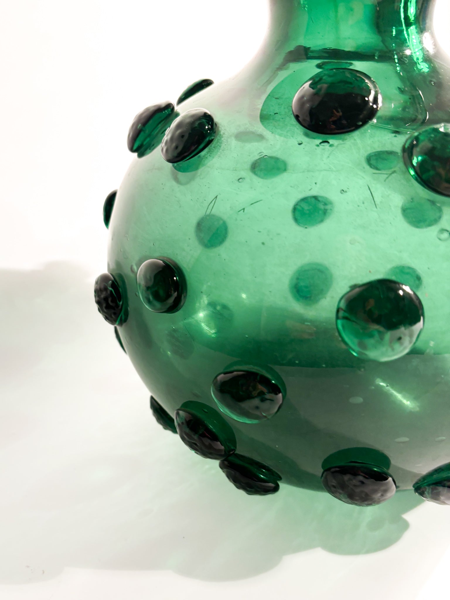 Hand-blown Green Murano Glass Vase from the 1950s