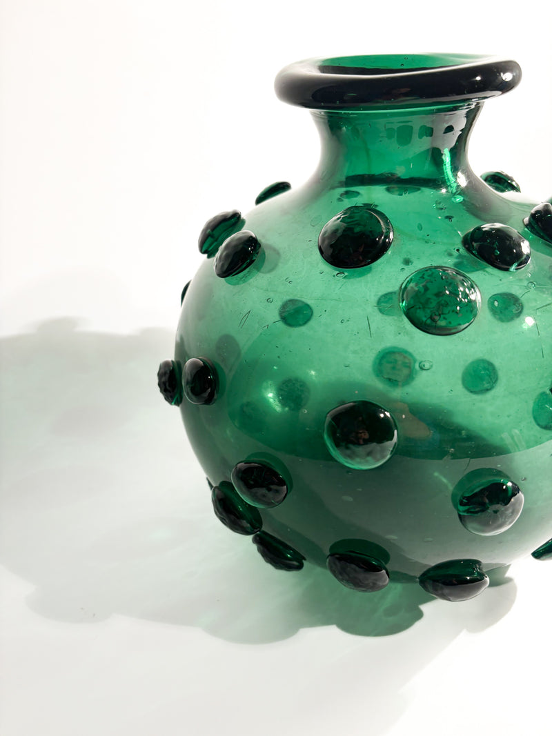 Hand-blown Green Murano Glass Vase from the 1950s