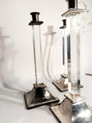 Set da Tre Portacandele in Plexiglass e Metallo Argentato Anni 70