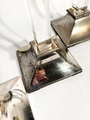 Set da Tre Portacandele in Plexiglass e Metallo Argentato Anni 70