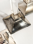 Set da Tre Portacandele in Plexiglass e Metallo Argentato Anni 70