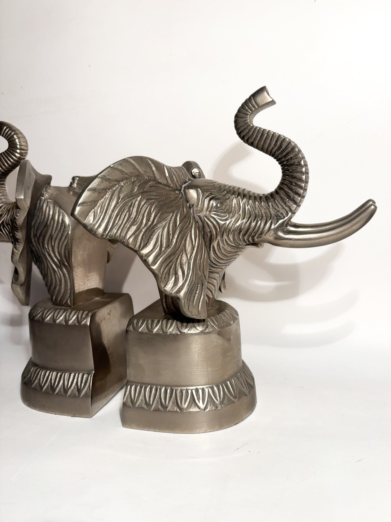 Coppia di Fermalibri a Forma di Elefante in Metallo Anni 80