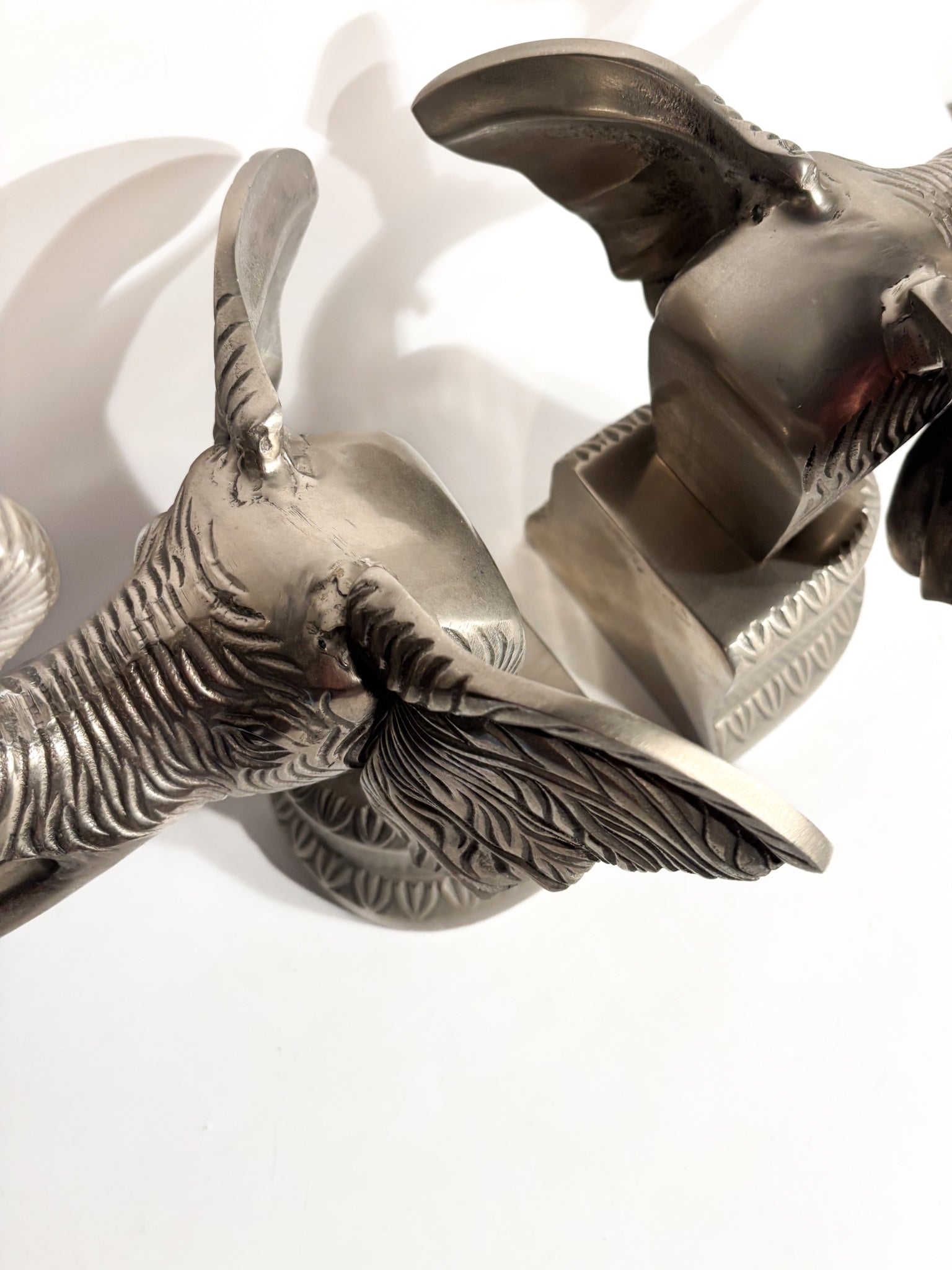 Coppia di Fermalibri a Forma di Elefante in Metallo Anni 80