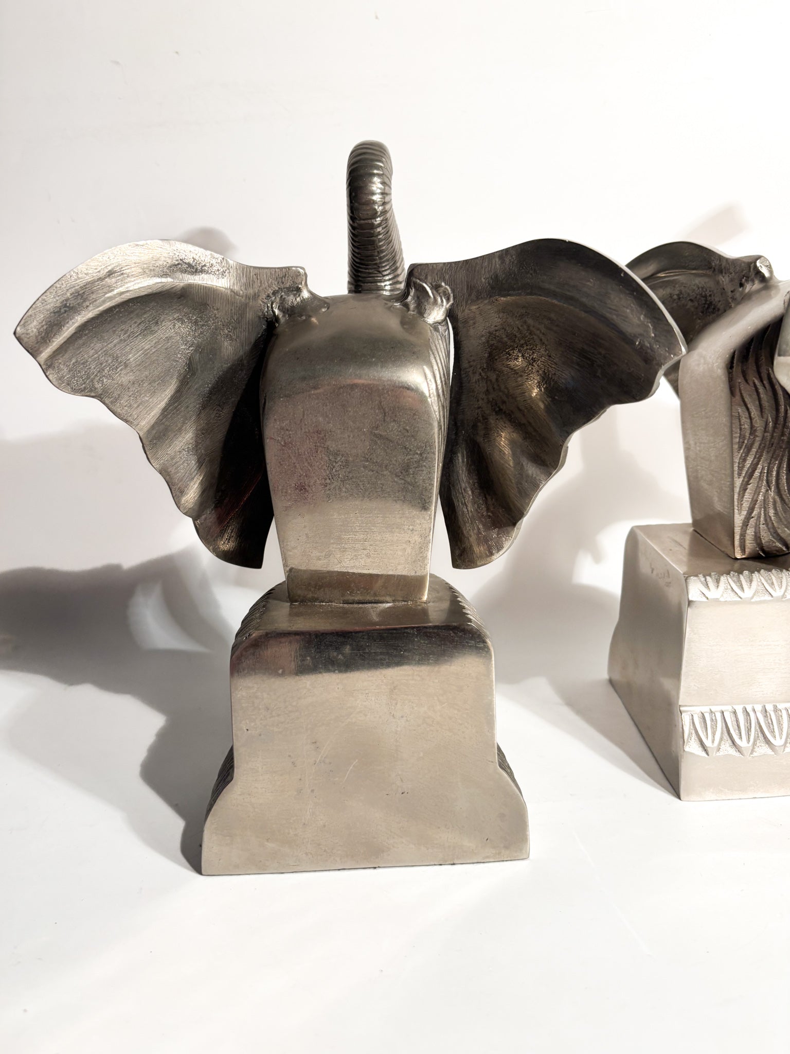 Coppia di Fermalibri a Forma di Elefante in Metallo Anni 80