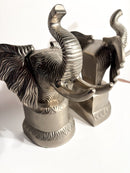 Coppia di Fermalibri a Forma di Elefante in Metallo Anni 80