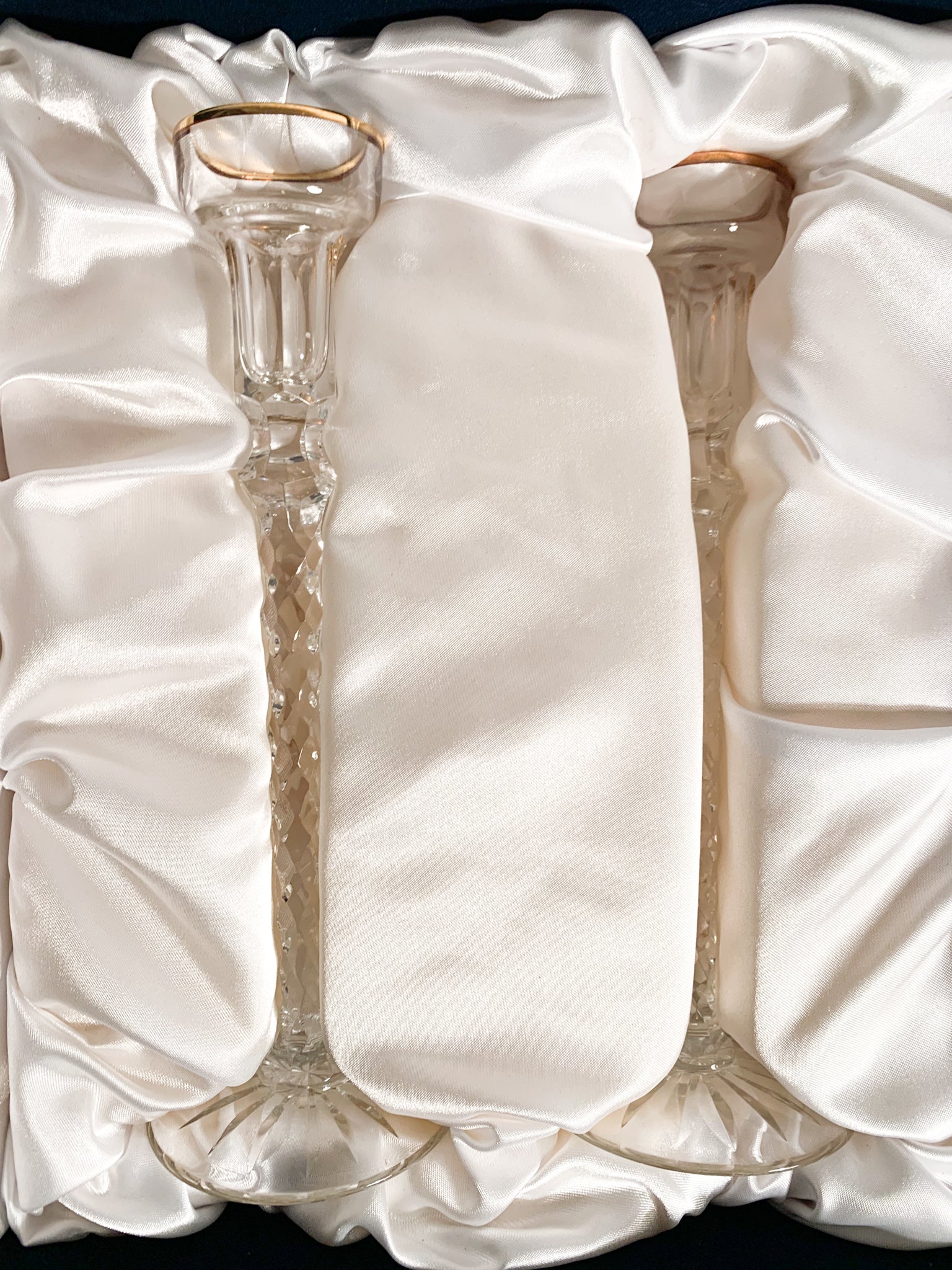 Pair of Fabergè Crystal Candle Holders with 1920s Box