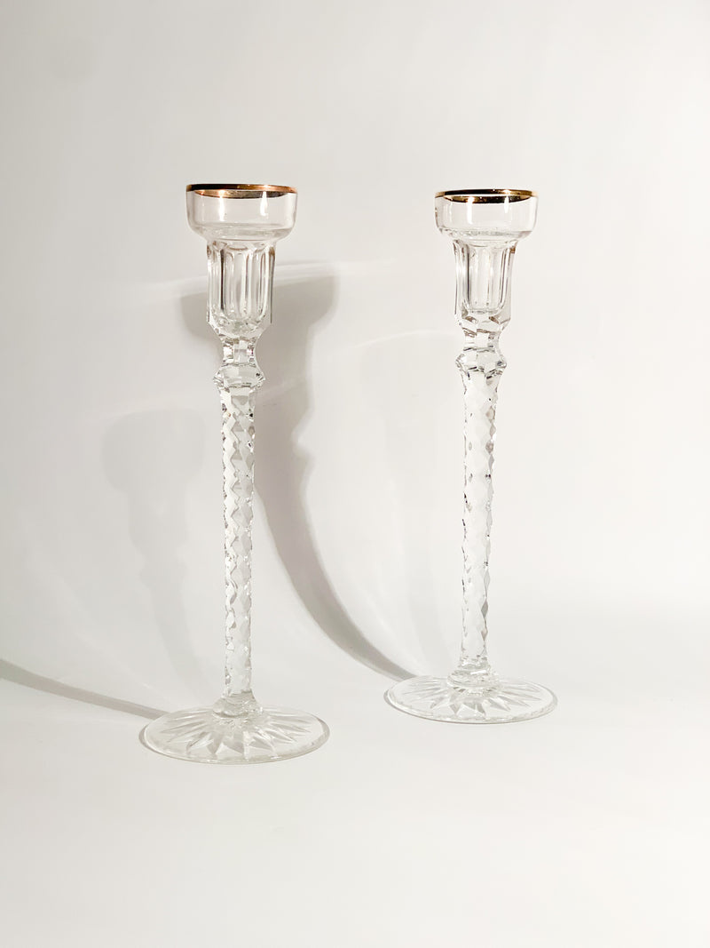 Pair of Fabergè Crystal Candle Holders with 1920s Box