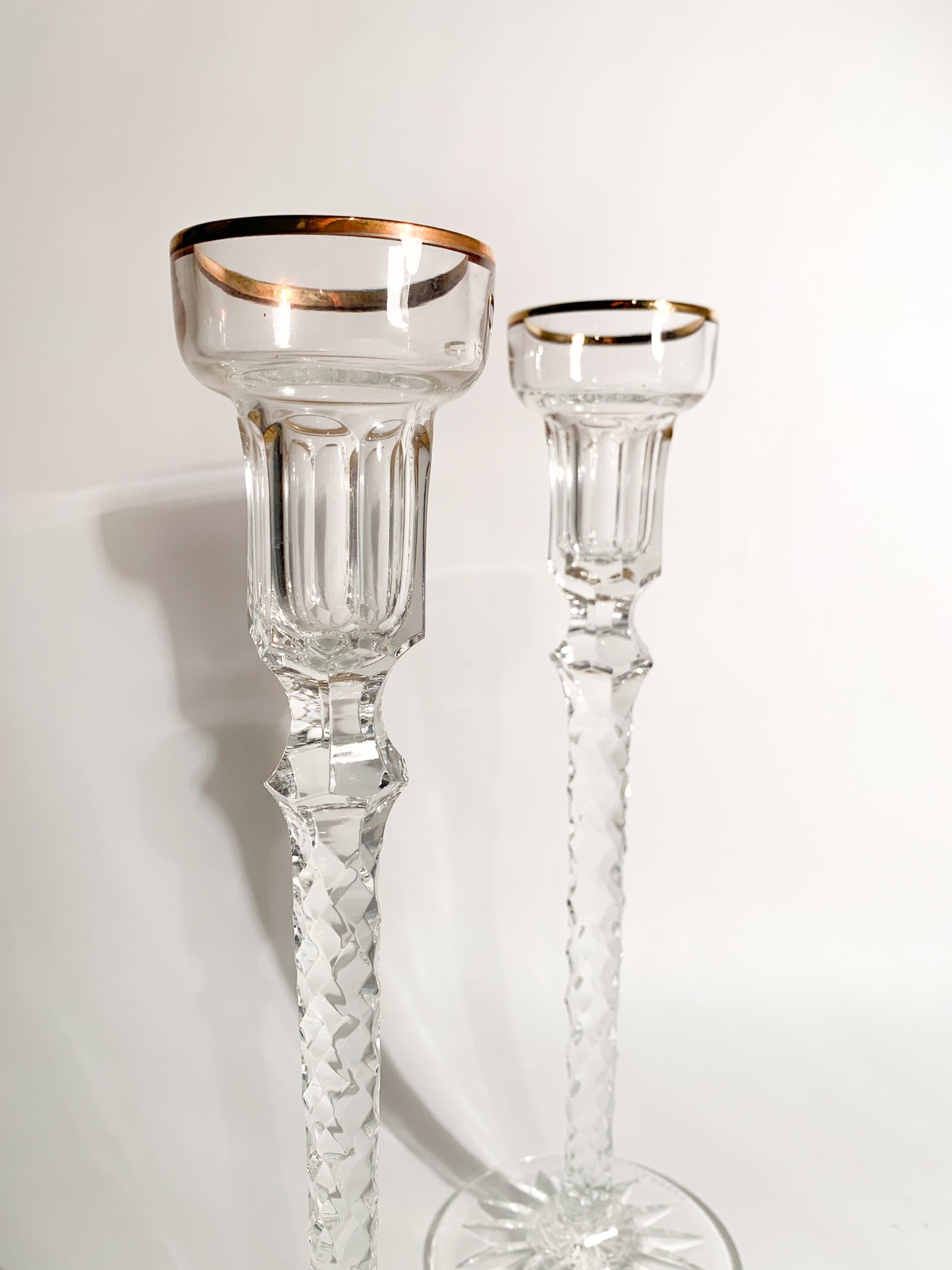 Pair of Fabergè Crystal Candle Holders with 1920s Box