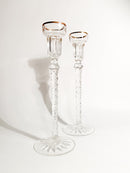 Coppia di Portacandele in Cristallo Fabergè con Scatola Anni 20