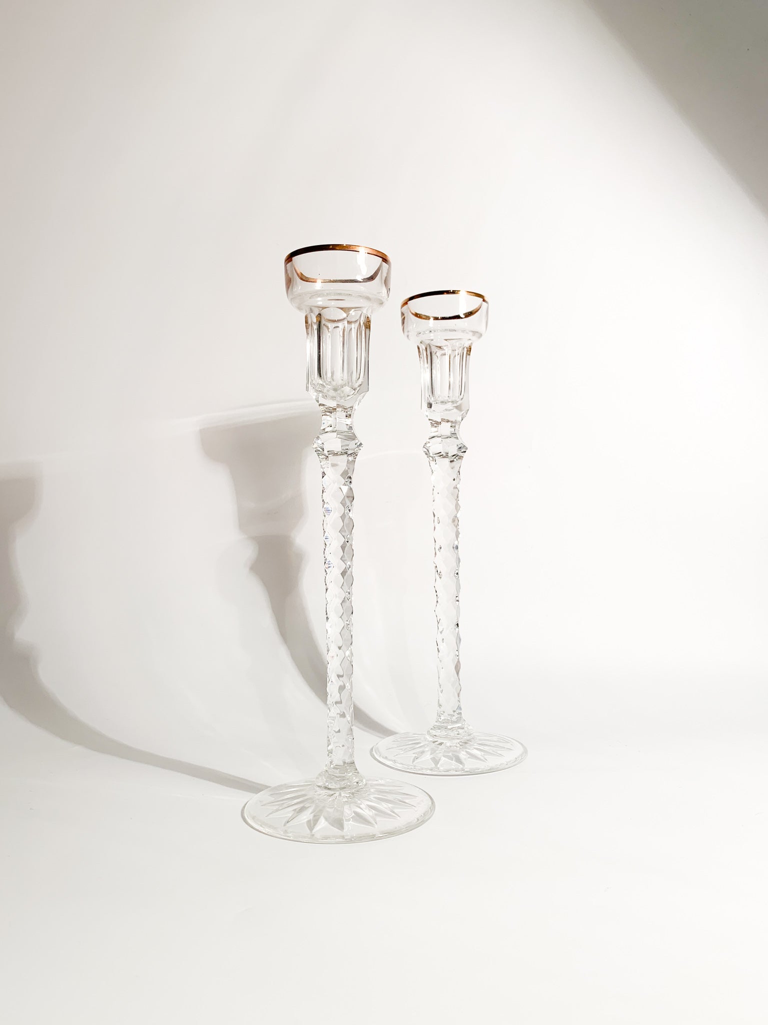 Pair of Fabergè Crystal Candle Holders with 1920s Box