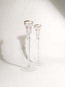 Coppia di Portacandele in Cristallo Fabergè con Scatola Anni 20