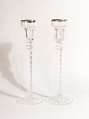 Coppia di Portacandele in Cristallo Fabergè con Scatola Anni 20