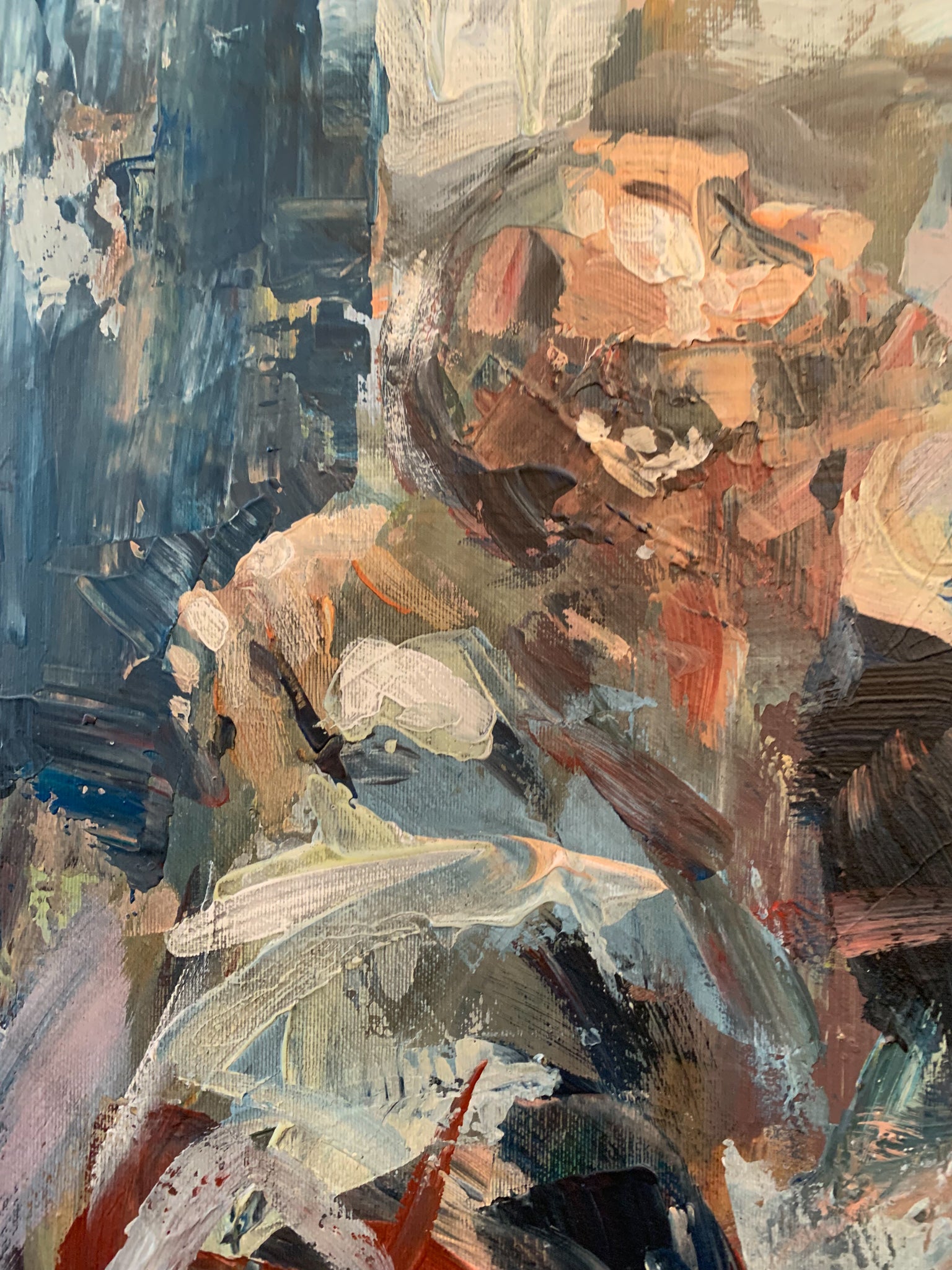 Oil Painting on Canvas 'Human Material' by Massimo Paterna, 1990s