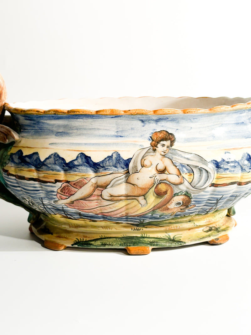 Cantagalli Ceramic Centerpiece Cup Hand Painted 1920s