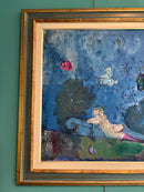 Dipinto Olio su Tela "Giardino Romantico" di Franco Rognoni del 1977