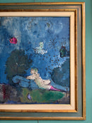 Dipinto Olio su Tela "Giardino Romantico" di Franco Rognoni del 1977