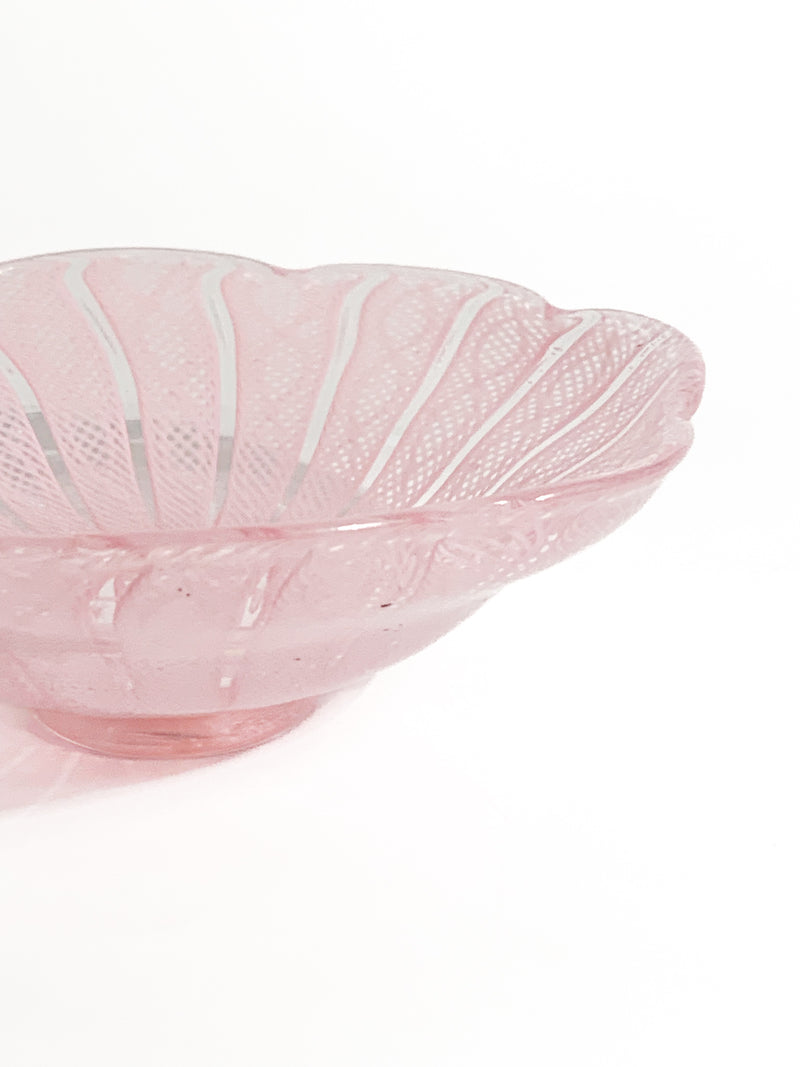 Pink Murano Glass Bowl with Filigree Murrine from the 1960s