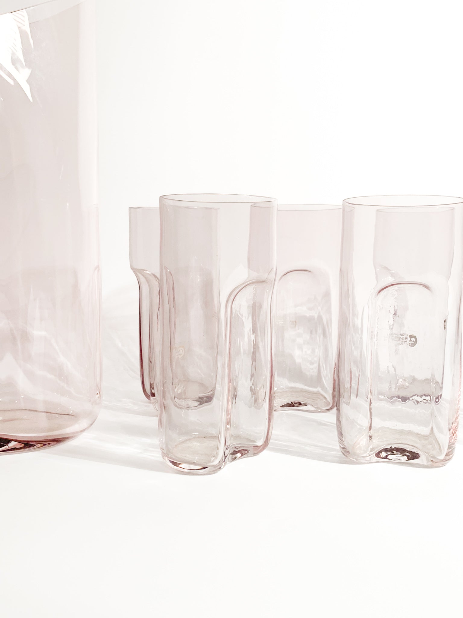 Set of Six Glasses and Carafe in Murano Glass by Cenedese and Albarelli, 1970s