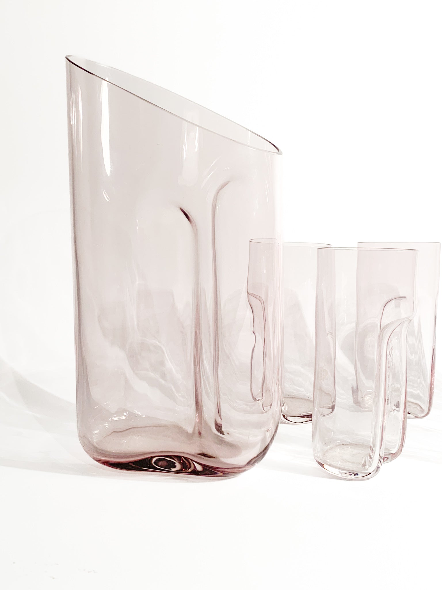 Set of Six Glasses and Carafe in Murano Glass by Cenedese and Albarelli, 1970s