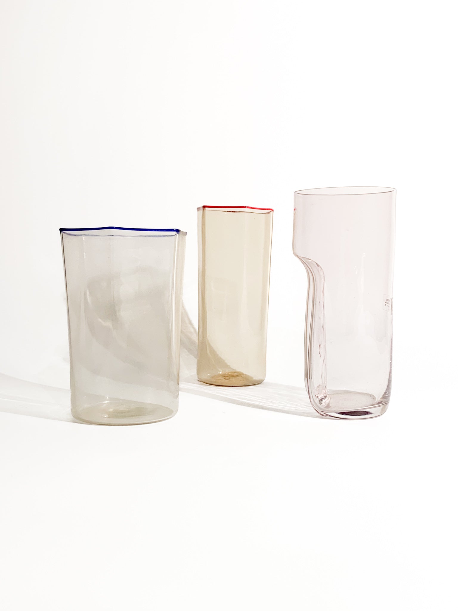 Set of Six Glasses and Carafe in Murano Glass by Cenedese and Albarelli, 1970s